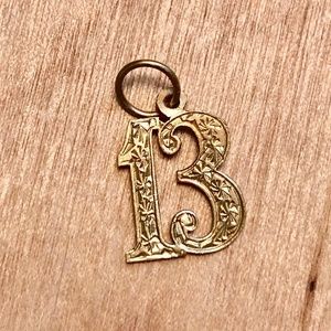14K gold #13 charm